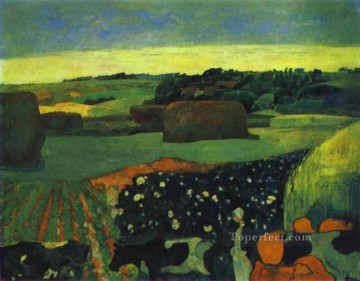  Haystacks Art - Haystacks in Brittany Post Impressionism Primitivism Paul Gauguin scenery
